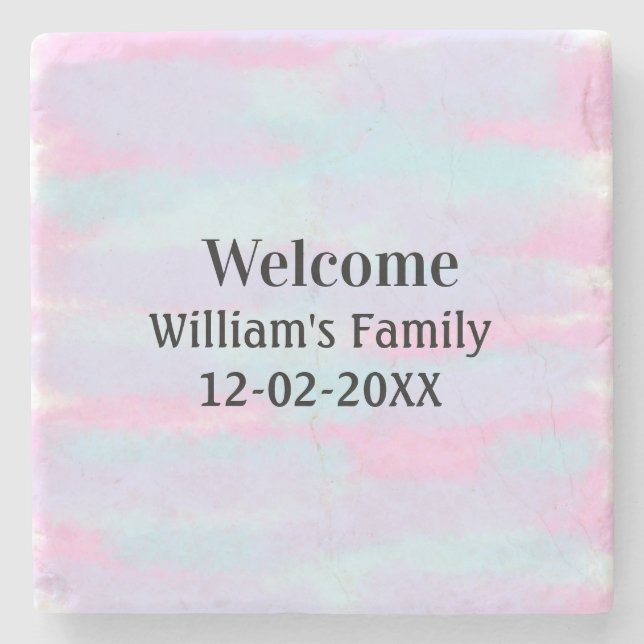 Posavasos De Piedra sencillo minimo logotipo de monograma bienvenida p (Anverso)