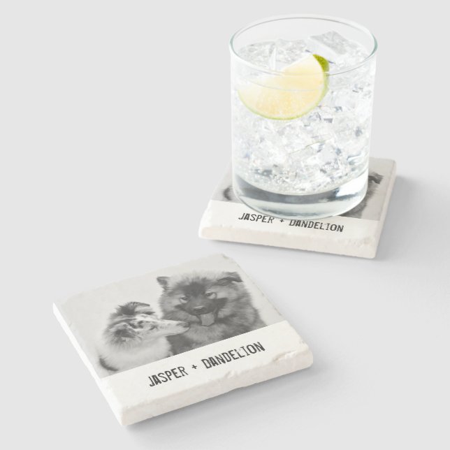 Posavasos De Piedra Sencillo, moderno Mascota Personalizado o foto de  (Lateral)