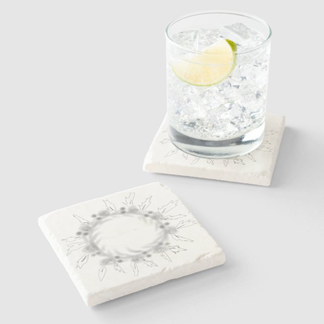 Posavasos De Piedra Sencillo y elegante logo personalizado aquí compañ (Lateral)