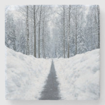 Sendero de bosque invernal brumoso Paisaje inverna