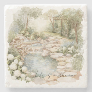 Posavasos De Piedra Sendero de roca de pradera romántica