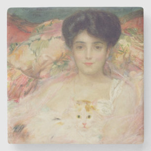 Posavasos De Piedra Señora con un gato, 1904