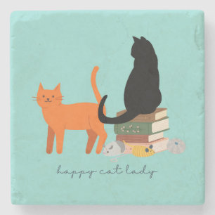 Posavasos De Piedra Señora Feliz Gato