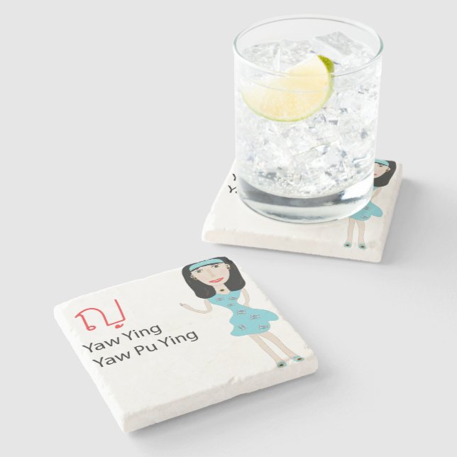 Posavasos De Piedra señora personalizado coaster (Lateral)