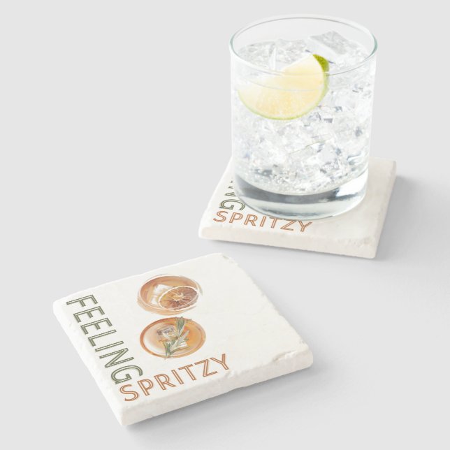Posavasos De Piedra Sensación de cóctel Naranja Spritzy (Lateral)