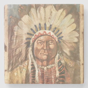 Posavasos De Piedra Sentado jefe indio