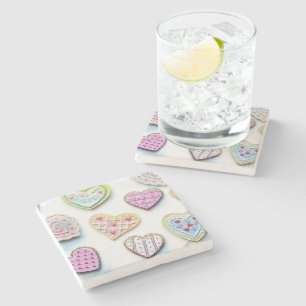 Posavasos De Piedra Sentidos corazones alegres y coloridos dibujos