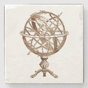 Posavasos De Piedra Sepia armilar del vintage de la esfera celestial