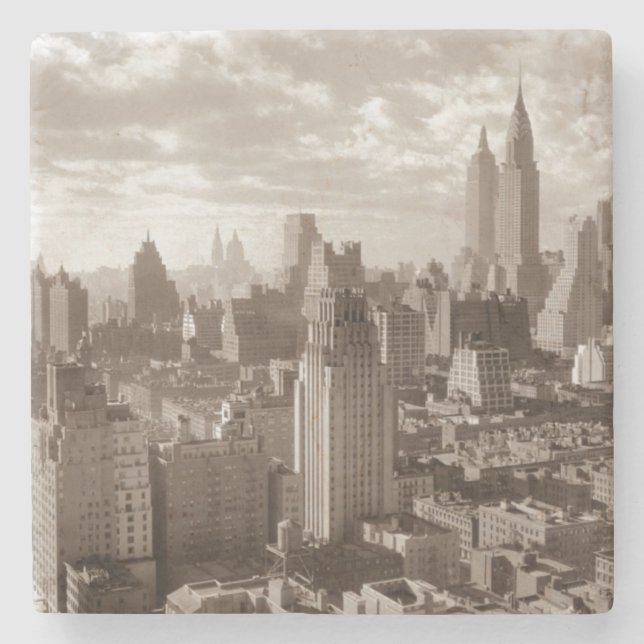 Posavasos De Piedra Sepia Nueva York (Anverso)