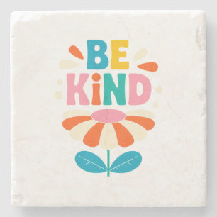 Posavasos De Piedra Ser amable Flor colorida - Inspirador positivo