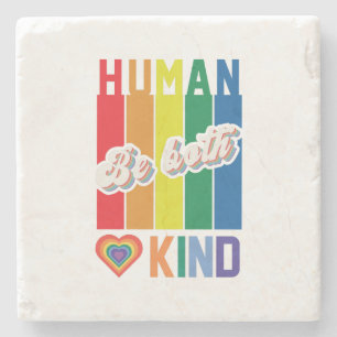 Posavasos De Piedra Ser humano y amable - Inspirado en el arcoiris vin