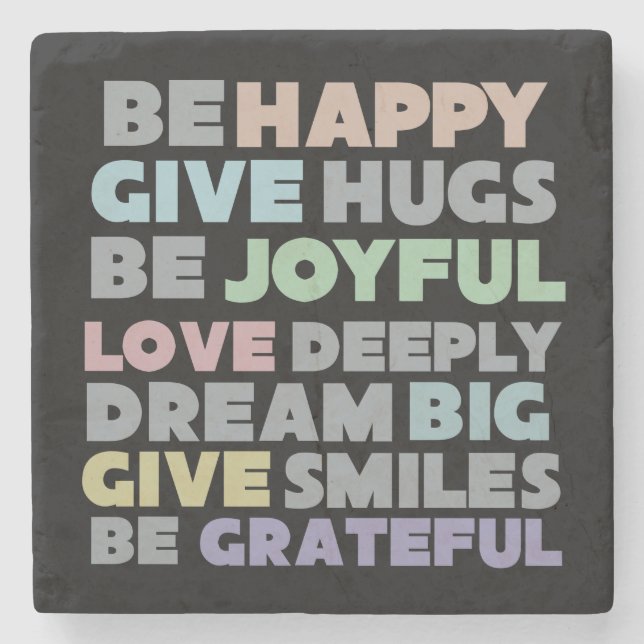 Posavasos De Piedra Ser tipografía feliz (Anverso)