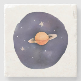Posavasos De Piedra Serenade de Saturno: acuarela cósmica