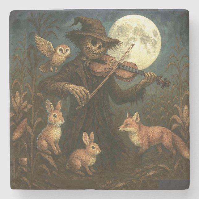 Posavasos De Piedra Serenade del espantapájaros de la luna completa (Anverso)