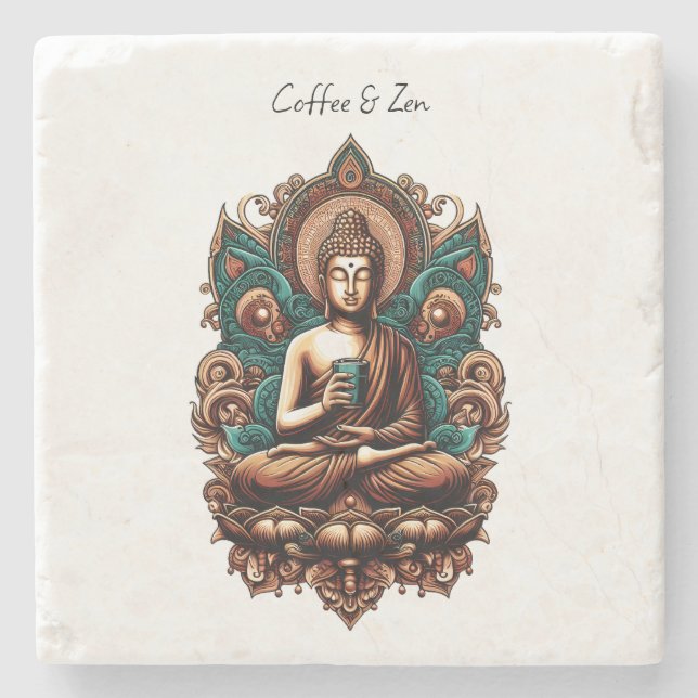 Posavasos De Piedra Serene Buddha, estatua de escultura de café y zen (Anverso)