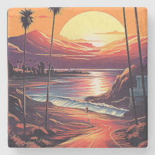 Posavasos De Piedra Serene California Beach 1