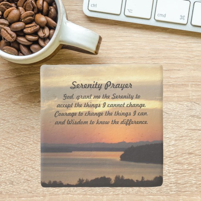 Posavasos De Piedra Serenity Prayer Naranja Seascape Sunset (In Situ)