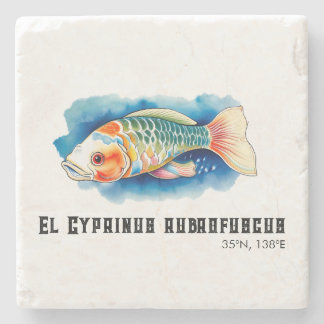 Posavasos De Piedra Serie Acuarela: Pez Koi