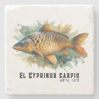 Posavasos De Piedra Serie de Acuarela: Carpa