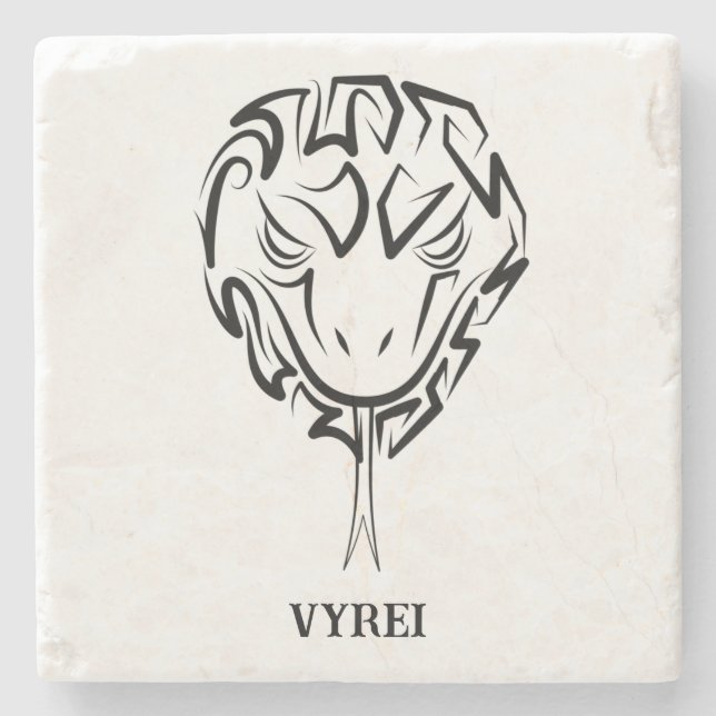 Posavasos De Piedra Serpiente Tribal Negra y Blanca (Anverso)