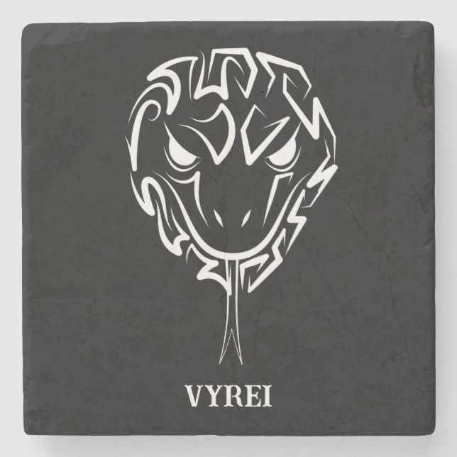 Posavasos De Piedra Serpiente Tribal Negra y Blanca (Anverso)