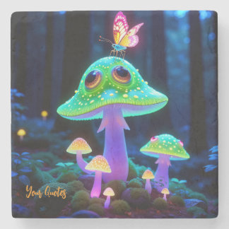 Posavasos De Piedra Seta Encantada Brillante y Fantasía de Mariposa