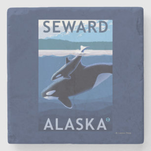 Posavasos De Piedra Seward, AlaskaOrca y escena del becerro