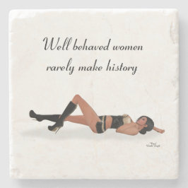 Posavasos De Piedra Sexy Brunette Pinup Chica Sleeping Stone Coaster