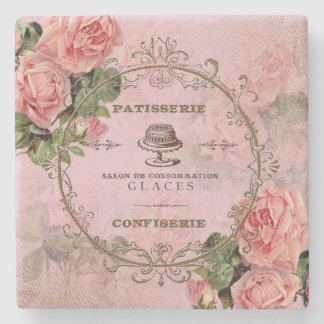Posavasos De Piedra Shabby Vintage Rosas2 - Pascua