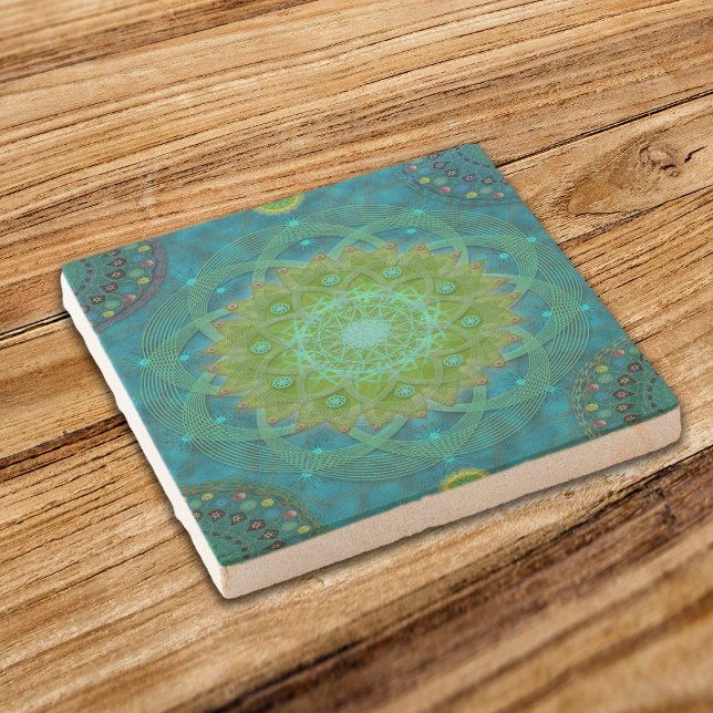 Posavasos De Piedra Shambala Tantric Nymphaea mandala art (Subido por el creador)