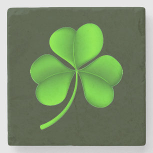 Posavasos De Piedra Shamrock on Dark Green Stone Coaster cn