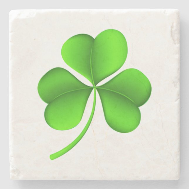 Posavasos De Piedra Shamrock On White Coastercent (Anverso)