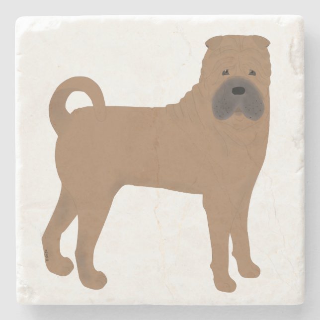 Posavasos De Piedra Shar Pei Stone Coaster (Anverso)