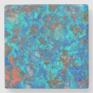Posavasos De Piedra Shattuckita azul con patrón