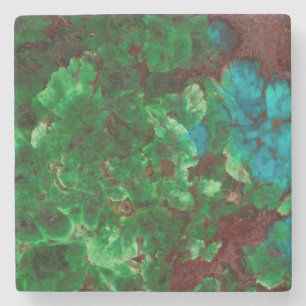 Posavasos De Piedra Shattuckita de encaje verde