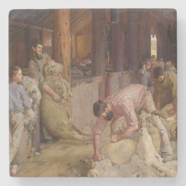 Posavasos De Piedra Shearing the Rams (Arte Australiano) (Tom Roberts)