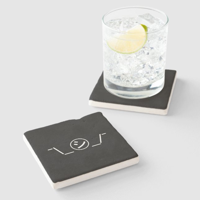 Posavasos De Piedra Shi Kana Shrug Emoticon ¯\_ ㋛_/ Ø Kaomoji japonés (Lateral)