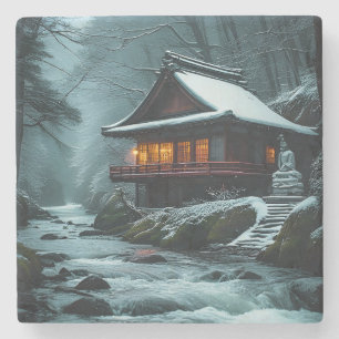 Posavasos De Piedra Shizuka na Fuyu: Templo Silencioso junto al Río In