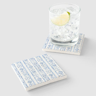Posavasos De Piedra Sicilia Italiano Rústico Rayas Azules