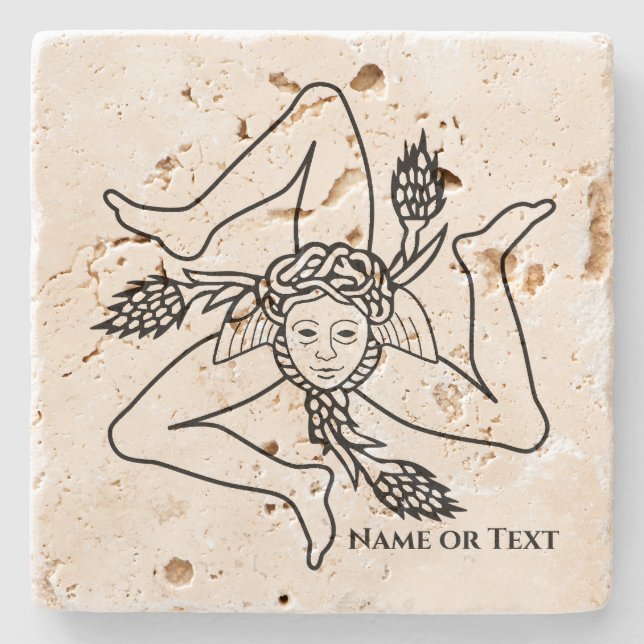 Posavasos De Piedra Siciliano Trinacria Su nombre o texto (Anverso)