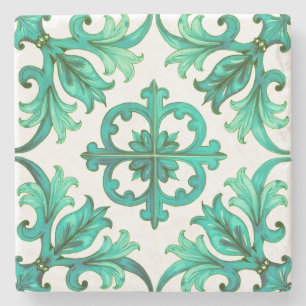Posavasos De Piedra siciliano, verano, limón, mosaico, azul,