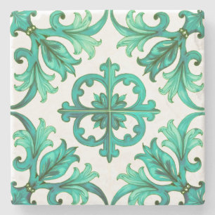 Posavasos De Piedra siciliano, verano, limón, mosaico, verde,