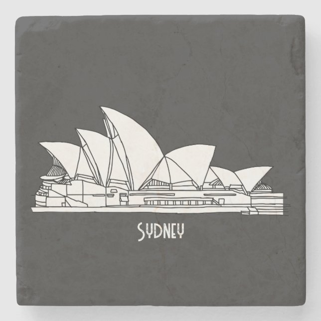 Posavasos De Piedra Sídney Opera House Australia dibujo souvenir (Anverso)
