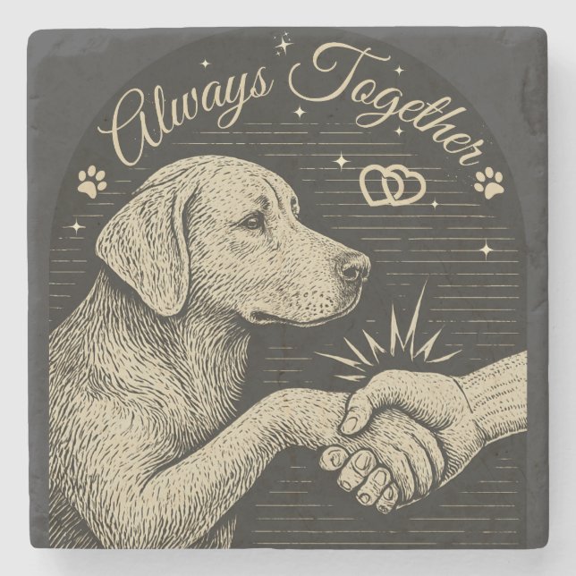 Posavasos De Piedra "Siempre juntos" Viña Amistad con los Perros (Anverso)