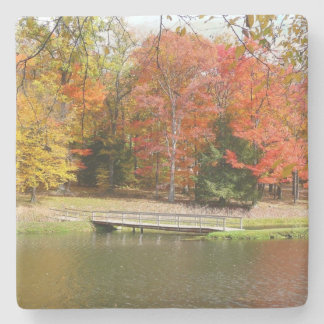 Posavasos De Piedra Siete Springs Fall Bridge III Paisaje de Otoño