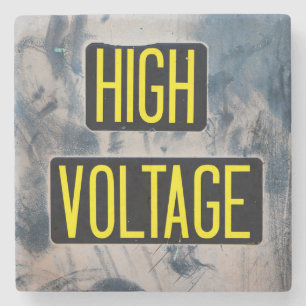 Posavasos De Piedra Signo de advertencia de alto voltaje - DIVERTIDO