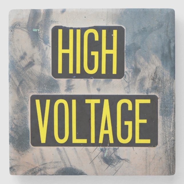 Posavasos De Piedra Signo de advertencia de alto voltaje - DIVERTIDO (Anverso)