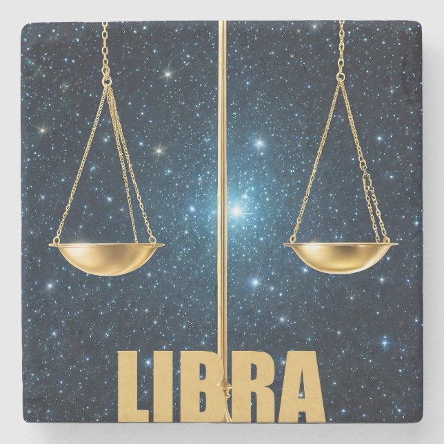Posavasos De Piedra Signo de astrología de Libra (Anverso)