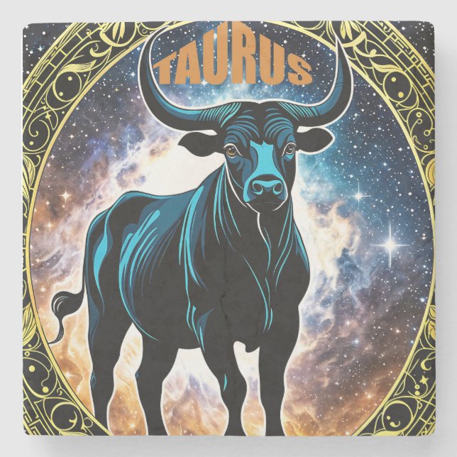 Posavasos De Piedra Signo de astrología de Taurus (Anverso)