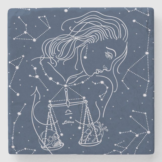 Posavasos De Piedra Signo de Libra zodiac (Anverso)